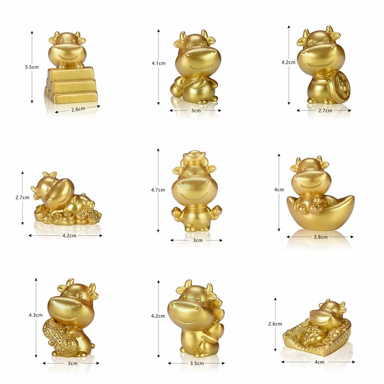 Miniture Fairy Garden Accessories Supplies Resin Gold Cattle Kids Toys Pot Bonsai Miniature Garden Terrariums Fairy Garden Animals Figurine Kits Items Decoration Cartoon Table Ornaments